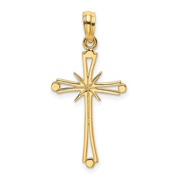 14K Polished with -X- Center Cross Charm
