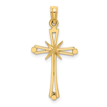 14K Diamond-cut with -X-Center On Cross Charm