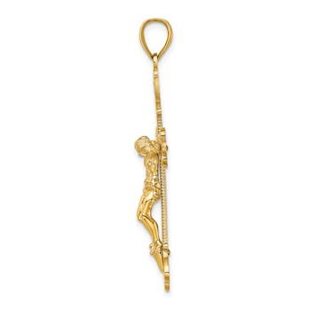 14K Textured Crucifix Charm — alternate view