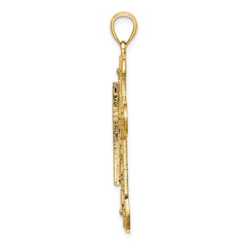 14K Cut-Out Floral Cross Pendant — alternate view