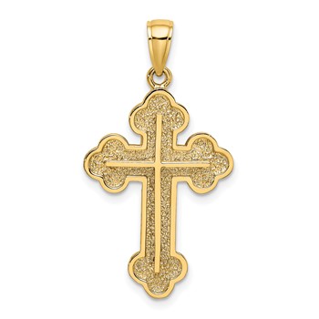 14K Textured Budded Cross Charm