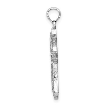 14K White Gold Beaded Cross Charm — alternate view