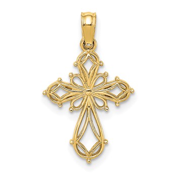 14K Cut-Out Fancy Cross Charm