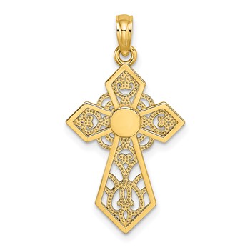14K Polished and Lace Cross Charm