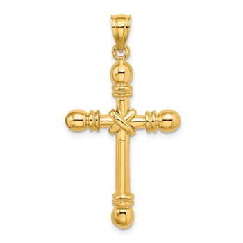 14K Polished Cylinder Cross Charm