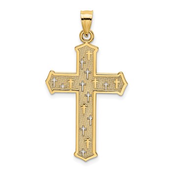 14K Arrow Tip Cross with Cross Accents Charm