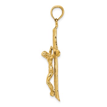 14K Textured Crucifix Charm — alternate view