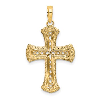 14K Textured and Cut-Out Cross Charm
