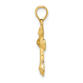 14K Textured with Arrow Ends Cross Charm — alternate view