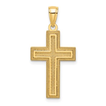 14K Block Cross Charm