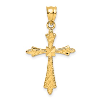 14K Diamond-cut Cross with Fancy Edges Charm