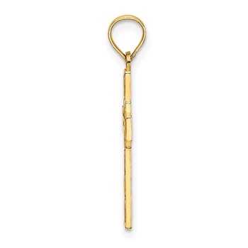 14K Diamond-cut Etched Cross Charm — alternate view