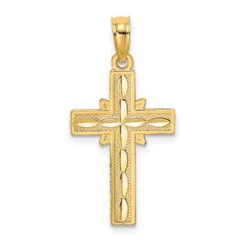14K Diamond-cut Etched Cross Charm