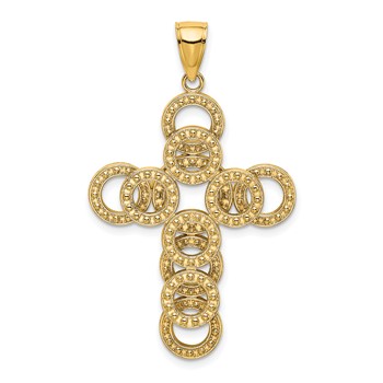14K 2-D Circular Infinity Illusion Cross Charm