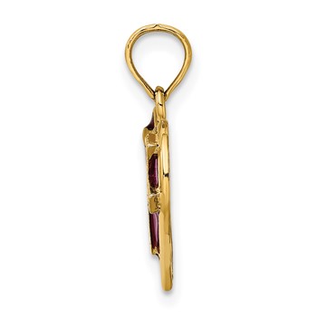 14K with Purple Enamel Cross in Heart Charm — alternate view