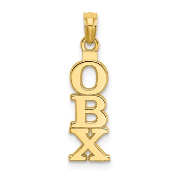 14K Polished OBX (Outer Banks) Vertical Charm