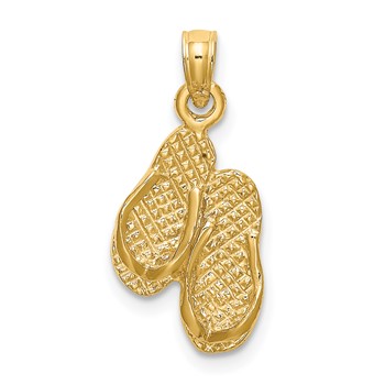 14K 3-D PAWLEYS ISLAND Double Flip-flop Charm