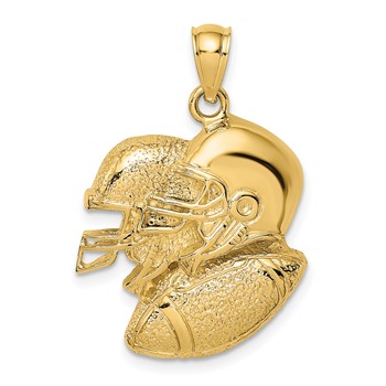 14K 2-D Double Football Helmets and Ball Charm