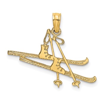 14K Polished Snow Skis/Boots/Poles Charm
