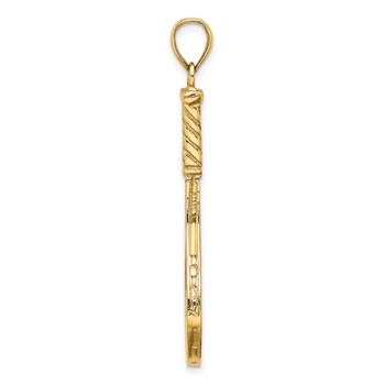 14K Large 3-D Polished Tennis Racquet Charm — alternate view