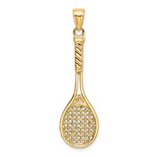 10k Yellow Gold Double Tennis Racquets Sports Charm Pendant - Intricate Tennis Jewelry Gift