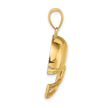 14K 2-D Polished Football Helmet Charm — alternate view