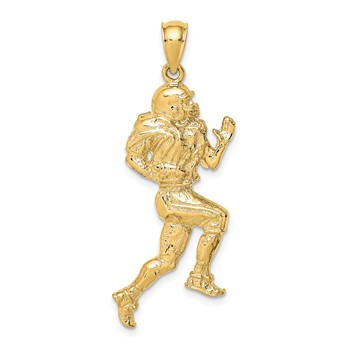 14K Polished Running Football Player Charm