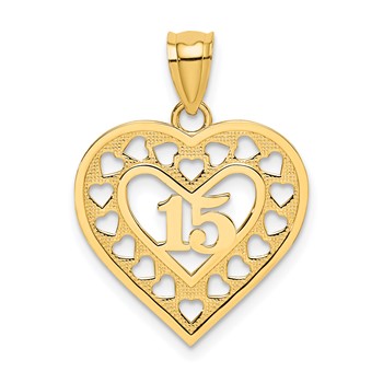 14K 15 in Cut-out Heart Charm