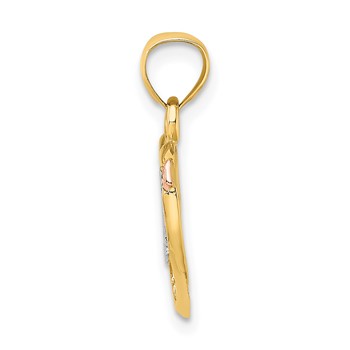 14k Yellow and Rose Gold with White Rhodium LOVE Heart with Arrow Charm — alternate view