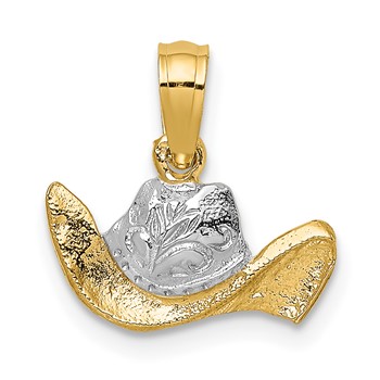 14k and White Rhodium Cowboy Hat Charm