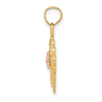 14k Yellow and Rose Gold Flower In Heart Basket Charm — alternate view
