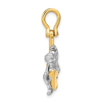 14K Two-Tone 3-D Anchor and Mermaid Charm — alternate view