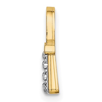 14K and White Rhodium Textured and Polished Purse Chain Slide — alternate view