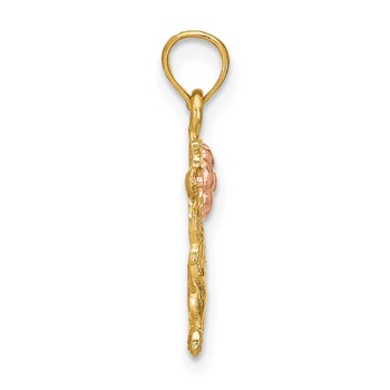 14k Two-Tone Dog Holding Flower Charm — alternate view