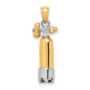 14k Two-tone 3-D Single Scuba Tank Charm