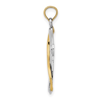 14K with White Rhodium Cross with Drape Charm — alternate view