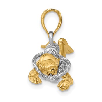 14K and White Rhodium 3-D Male Scuba Diver Charm — alternate view