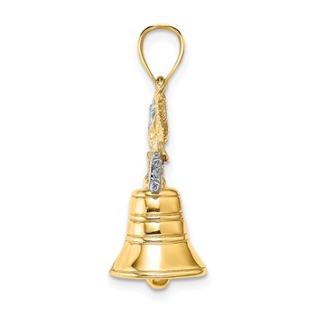 14k and White Rhodium 3-D Liberty Bell with Moveable Clapper and Eagle Top Charm — alternate view