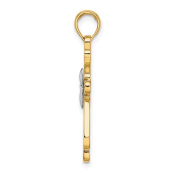 14K and White Rhodium Polished Fancy Cross Charm — alternate view