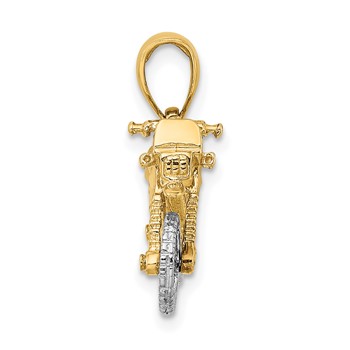 14k Two-tone 3-D Dirt Bike Motorcycle with Moveable Wheels Charm — alternate view