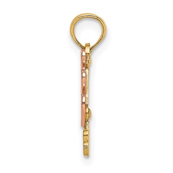 14K Two-tone Polished #1 GODMOTHER and Hearts Pendant — alternate view