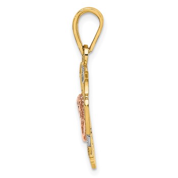 14K Two-tone with White Rhodium Angel In Heart Charm — alternate view