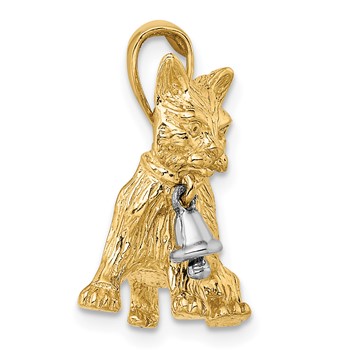14kTwo-Tone Dangling Bell and Cat Charm — alternate view