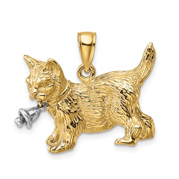 14kTwo-Tone Dangling Bell and Cat Charm
