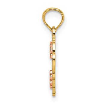 14k Two-Tone Diamond-cut #1 GOD MOTHER and Flowers In Heart Charm — alternate view