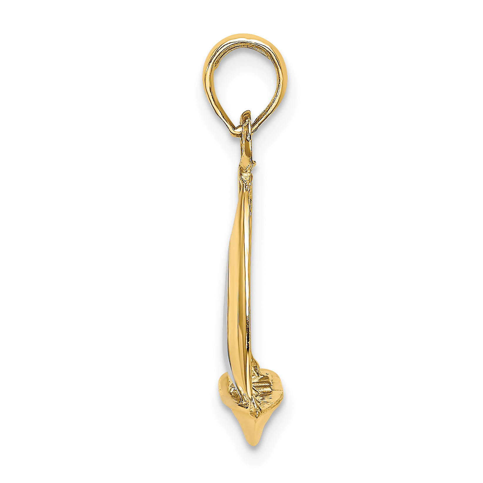 White Rhodium 3-D Sailboat Pendant Charm Real 14k Yellow Gold 23.75x15.4mm 3D product image view 2