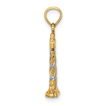 14K and White Rhodium 3-D Lighthouse Charm — alternate view