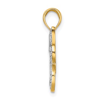 14k and White Rhodium Butterfly with Beaded Wings Charm — alternate view