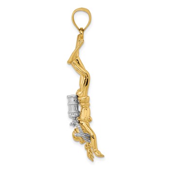 14k Two-Tone 3-D Female Scuba Diver Charm — alternate view