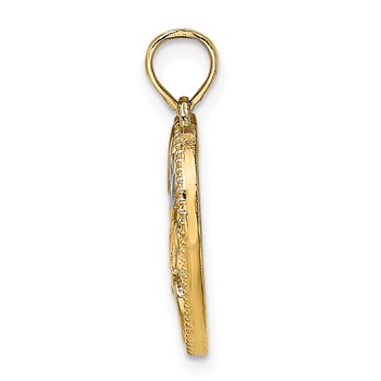 14k with White Rhodium Textured MOM Heart Charm — alternate view